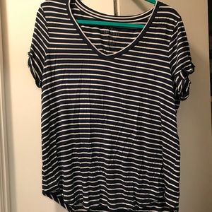 Navy and white T-shirt, large